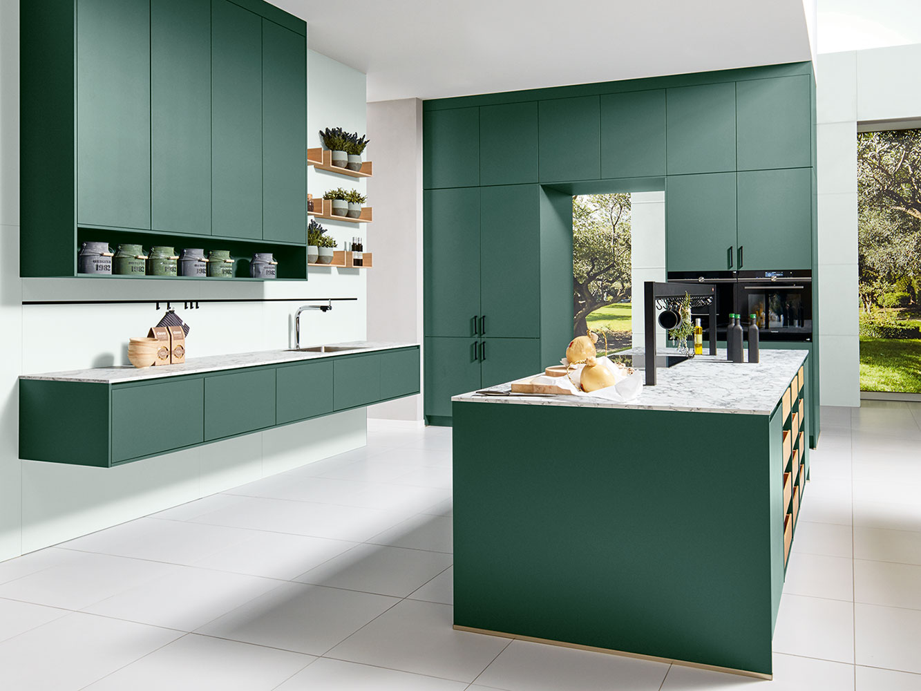 Y-line Dark Green Matte Lacquer Kitchen